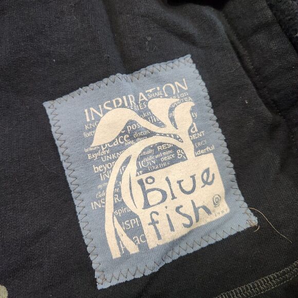 VTG Blue Fish Womens OS One Size Hand Painted Organic Cotton Button Shirt Jacket - Picture 12 of 16